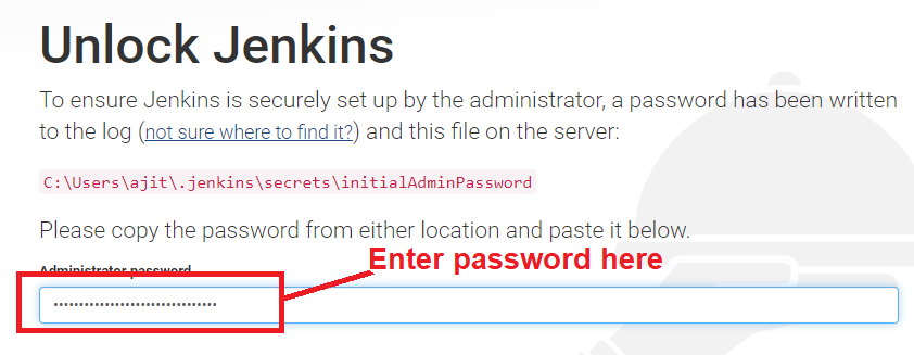 Unlock Jenkins using initialAdminPassword