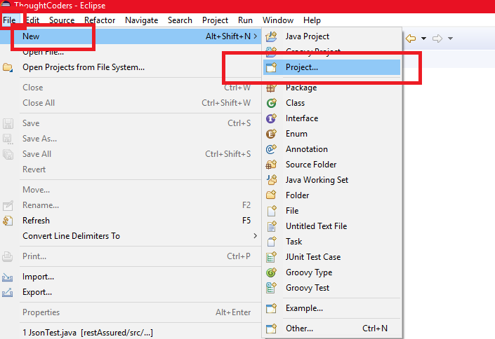 Create Project in Eclipse IDE
