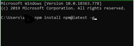Open command prompt and type npm install npm@latest -g