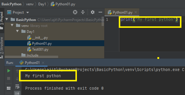 Python program in PyCharm