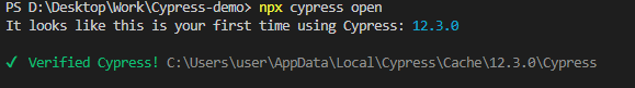 Command to Open Cypress Runner